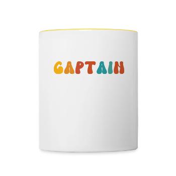 Retro Groovy Dibs On The Captain, drôles de capitaines - Mug contrasté - blanc/jaune - Devant