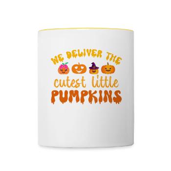 Nous livrons les petites citrouilles les plus mignonnes - Mug contrasté - blanc/jaune - Devant