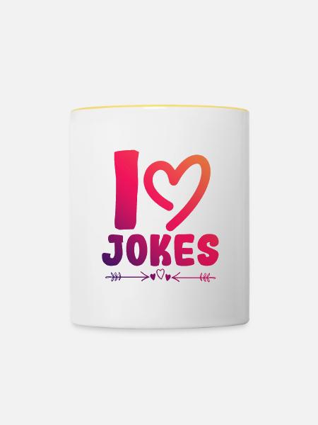 Ich liebe Witze - Tasse zweifarbig - Weiß/Gelb