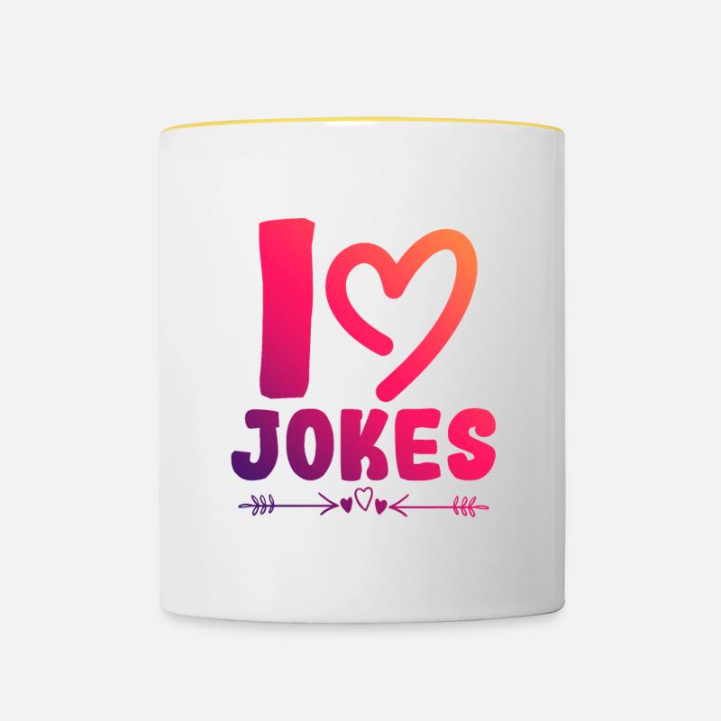 J’adore les blagues - Mug contrasté - blanc/jaune
