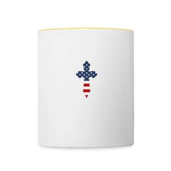 The Sermonator , Funny Preacher Gifts, Pastor, - Contrasting Mug - white/yellow - Front