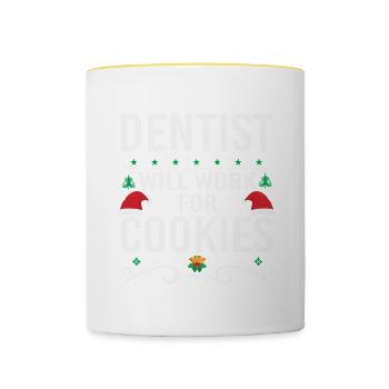 Dental Squad 2023 Christmas , Dentist Christmas , - Contrasting Mug - white/yellow - Front