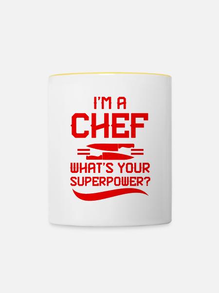 kochen koch superpower - Tasse zweifarbig - Weiß/Gelb