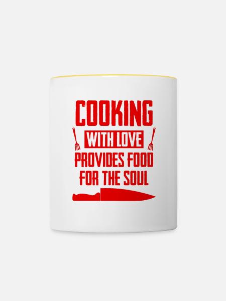kochen mit liebe - Tasse zweifarbig - Weiß/Gelb