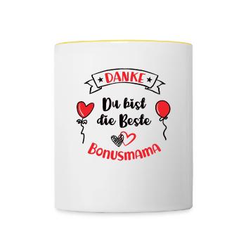 Bonusmama Bonus Mama Stiefmutter Stiefkind Mutter - Tasse zweifarbig - Weiß/Gelb - Vorne