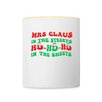 Mme Claus dans les rues Ho Ho Ho Ho Dans les draps, - Mug contrasté - blanc/jaune - Devant