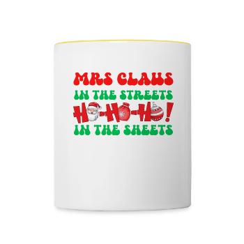 Mme Claus dans les rues Ho Ho Ho Ho Dans les draps, - Mug contrasté - blanc/jaune - Devant