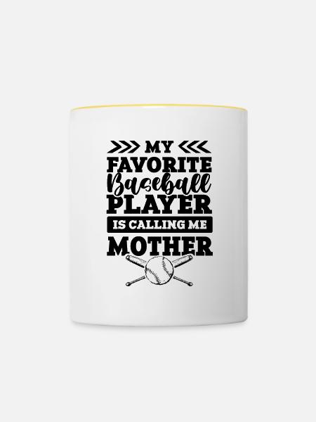 baseball mother - Tasse zweifarbig - Weiß/Gelb