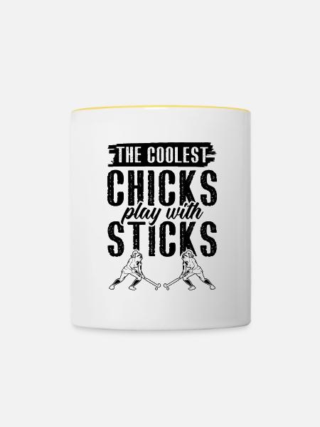 Feldhockey chicks - Tasse zweifarbig - Weiß/Gelb