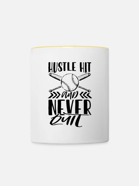 baseball hustle - Tasse zweifarbig - Weiß/Gelb