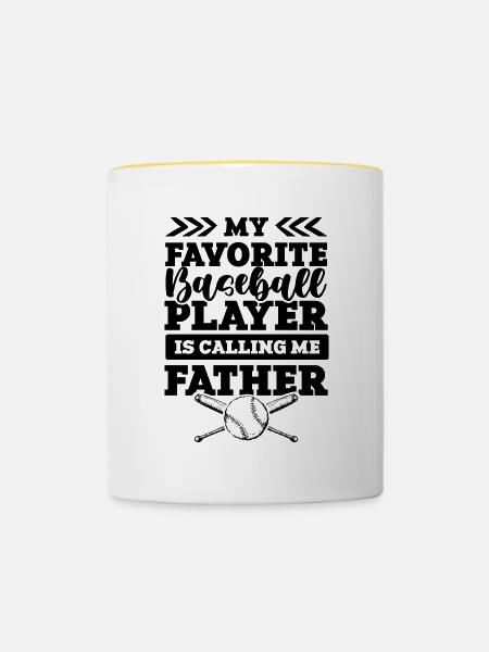 baseball father - Tasse zweifarbig - Weiß/Gelb