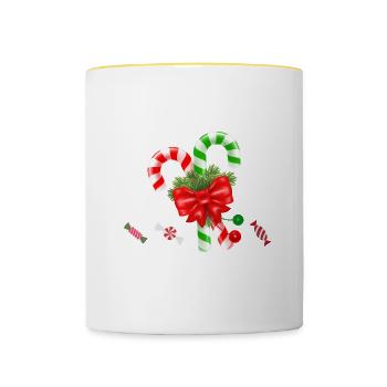 Es wird sich nicht selbst lecken T-Shirt, lustig - Tasse zweifarbig - Weiß/Gelb - Vorne
