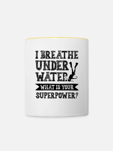 tauchen superpower - Tasse zweifarbig - Weiß/Gelb