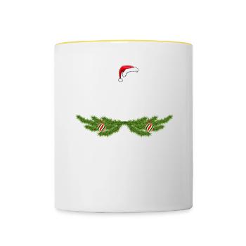 Drôles de chemises de Noël pour couples, mésanges de guirlandes - Mug contrasté - blanc/jaune - Devant