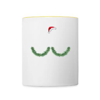Drôles de chemises de Noël pour couples, mésanges de guirlandes - Mug contrasté - blanc/jaune - Devant