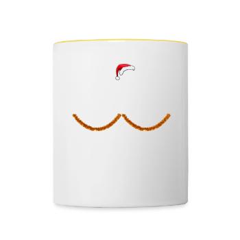 Drôles de chemises de Noël pour couples, mésanges de guirlandes - Mug contrasté - blanc/jaune - Devant