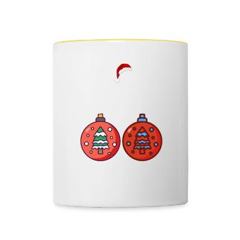 Chemises de Noël pour couples drôles, Jingle Balls - Mug contrasté - blanc/jaune - Devant