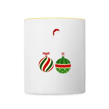 Chemises de Noël pour couples drôles, Jingle Balls - Mug contrasté - blanc/jaune - Devant