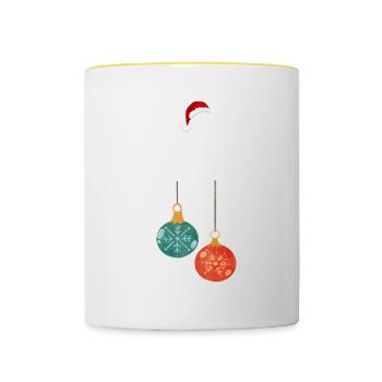 Chemises de Noël pour couples drôles, Jingle Balls - Mug contrasté - blanc/jaune - Devant
