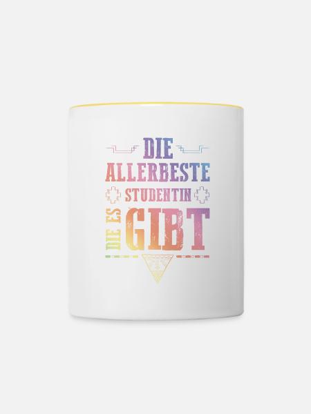 Allerbeste Studentin - Tasse zweifarbig - Weiß/Gelb