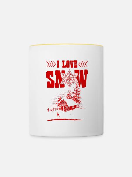 I Love Snow - Tasse zweifarbig - Weiß/Gelb