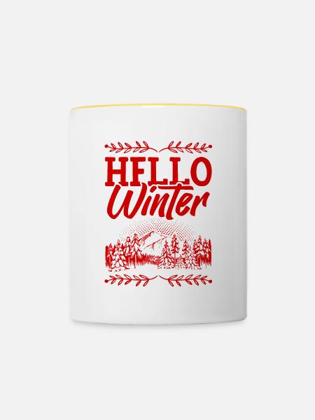 Hello Winter - Tasse zweifarbig - Weiß/Gelb