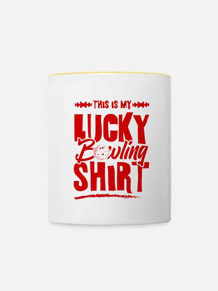 Bowling Shirt - Tasse zweifarbig - Weiß/Gelb
