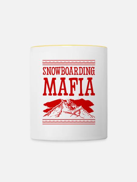 Snowboarding Mafia - Tasse zweifarbig - Weiß/Gelb