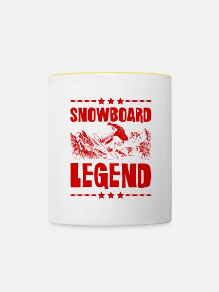Snowboard Legend - Tasse zweifarbig - Weiß/Gelb