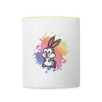 Lapin Comic Animal - Mug contrasté - blanc/jaune - Devant