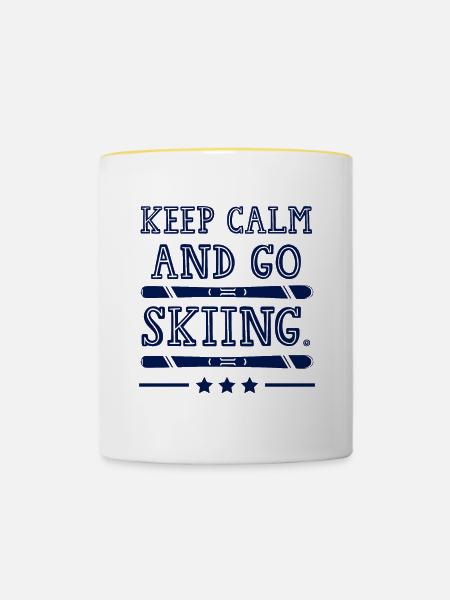 Keep calm ski - Tasse zweifarbig - Weiß/Gelb