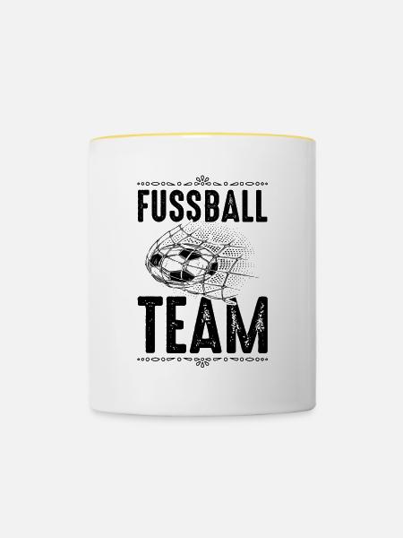 Fussball Team - Tasse zweifarbig - Weiß/Gelb