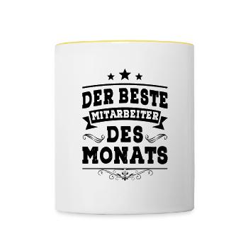 Mitarbeiter des Monats - Tasse zweifarbig - Weiß/Gelb - Vorne