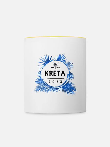Kreta 2023 Bunt - Tasse zweifarbig - Weiß/Gelb