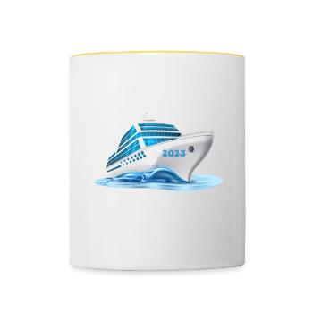 Chemise Family Cruise Squad 2023, groupe assorti - Mug contrasté - blanc/jaune - Devant
