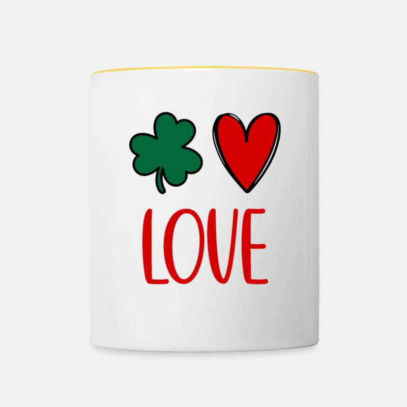 Accessoires de la Saint-Patrick Irlande Shamrock Décoration - Mug contrasté - blanc/jaune