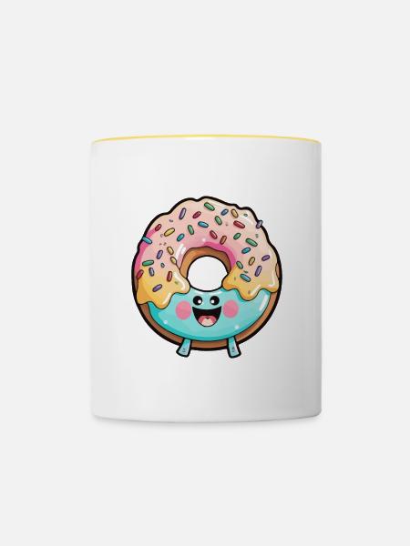 Donut Comic - Tasse zweifarbig - Weiß/Gelb