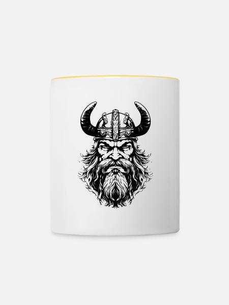 Wikinger Helm Valhalla - Tasse zweifarbig - Weiß/Gelb