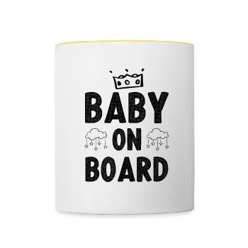 bébé à bord - Mug contrasté - blanc/jaune - Devant
