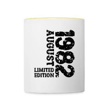1982 August Limited Edition 41. Geburtstag Outfit - Tasse zweifarbig - Weiß/Gelb - Vorne