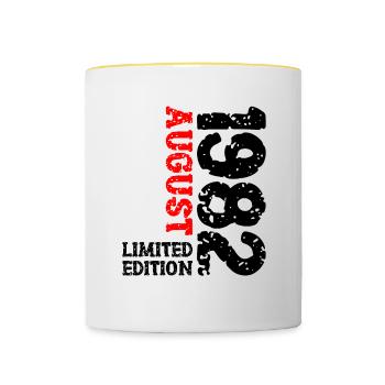 1982 August Limited Edition 41. Geburtstag Outfit - Tasse zweifarbig - Weiß/Gelb - Vorne
