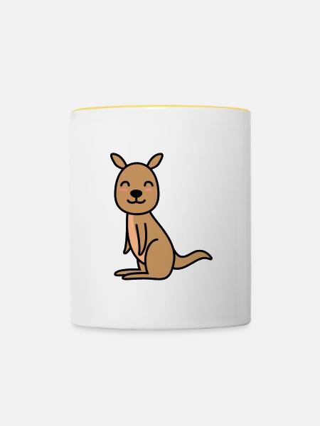 Kangaroo Comic - Tasse zweifarbig - Weiß/Gelb