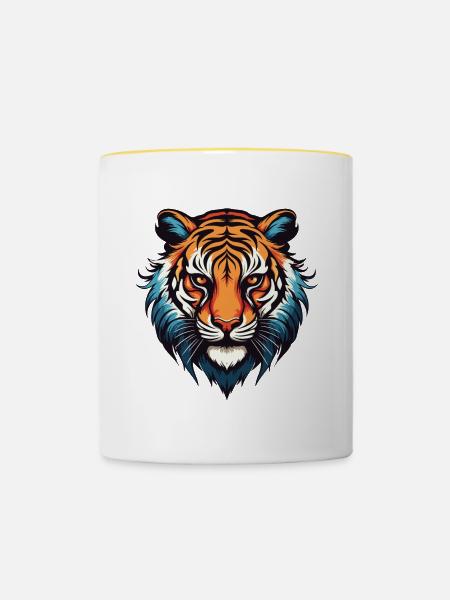 Tiger Portrait - Tasse zweifarbig - Weiß/Gelb