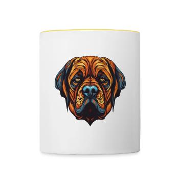 Portrait de chien Mastiff - Mug contrasté - blanc/jaune - Devant