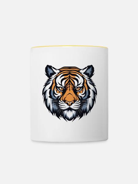 Tiger Portrait - Tasse zweifarbig - Weiß/Gelb