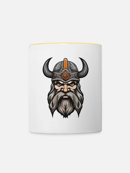 Wikinger Krieger Valhalla Odin - Tasse zweifarbig - Weiß/Gelb