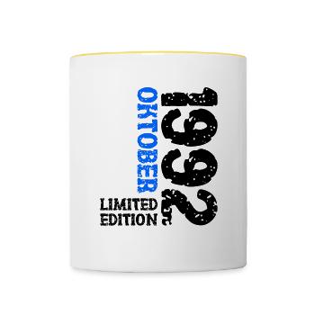 1992 Oktober Limited Edition 31. Geburtstag Deko - Tasse zweifarbig - Weiß/Gelb - Vorne