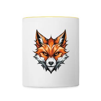 Fox Head - Contrasting Mug - white/yellow - Front