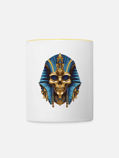 Pharao Totenkopf - Tasse zweifarbig - Weiß/Gelb