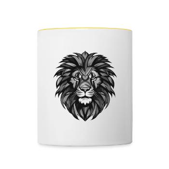 Lion Head - Contrasting Mug - white/yellow - Front